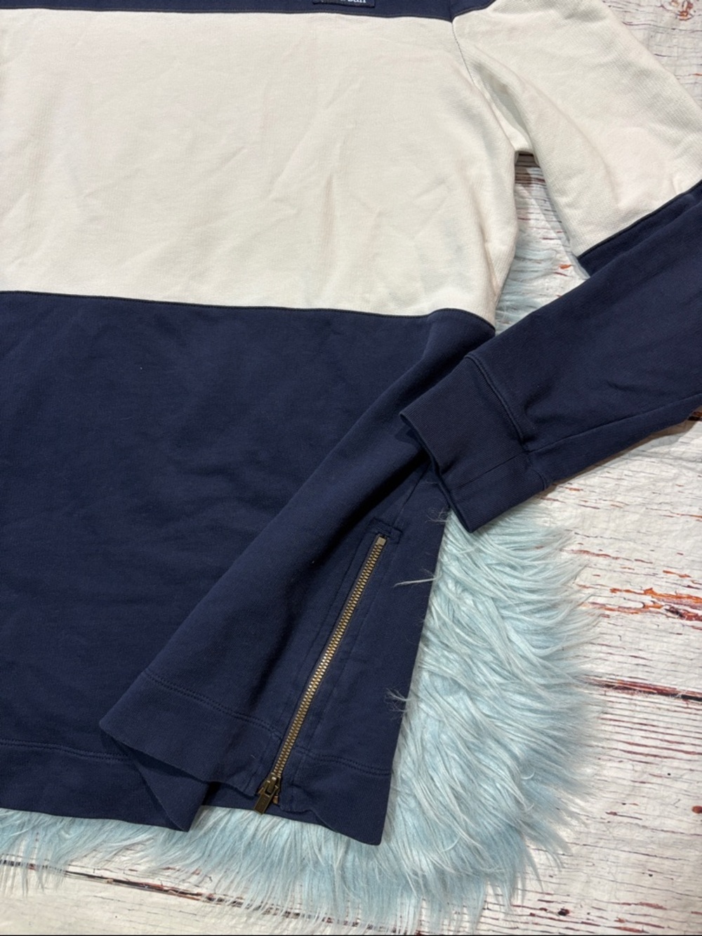L.L. Bean Rugby Striped Navy Mockneck Side Zipper Tunic Lightweight Sweatshirt - Picture 6 of 10